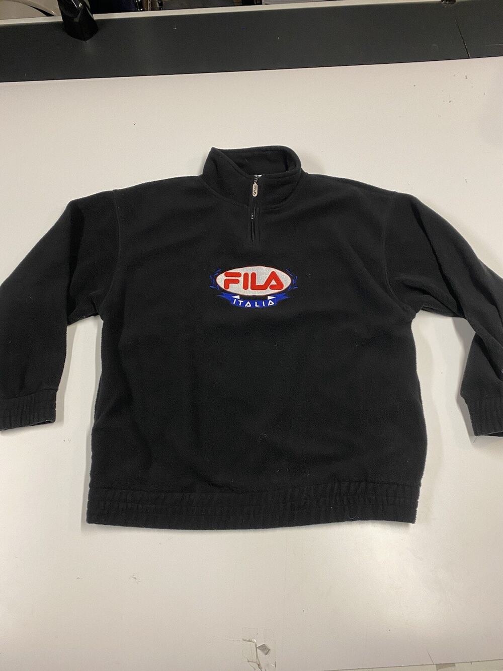 Vintage Fila Size large Italia Sweater 1/4 Zip USA Black fleece
